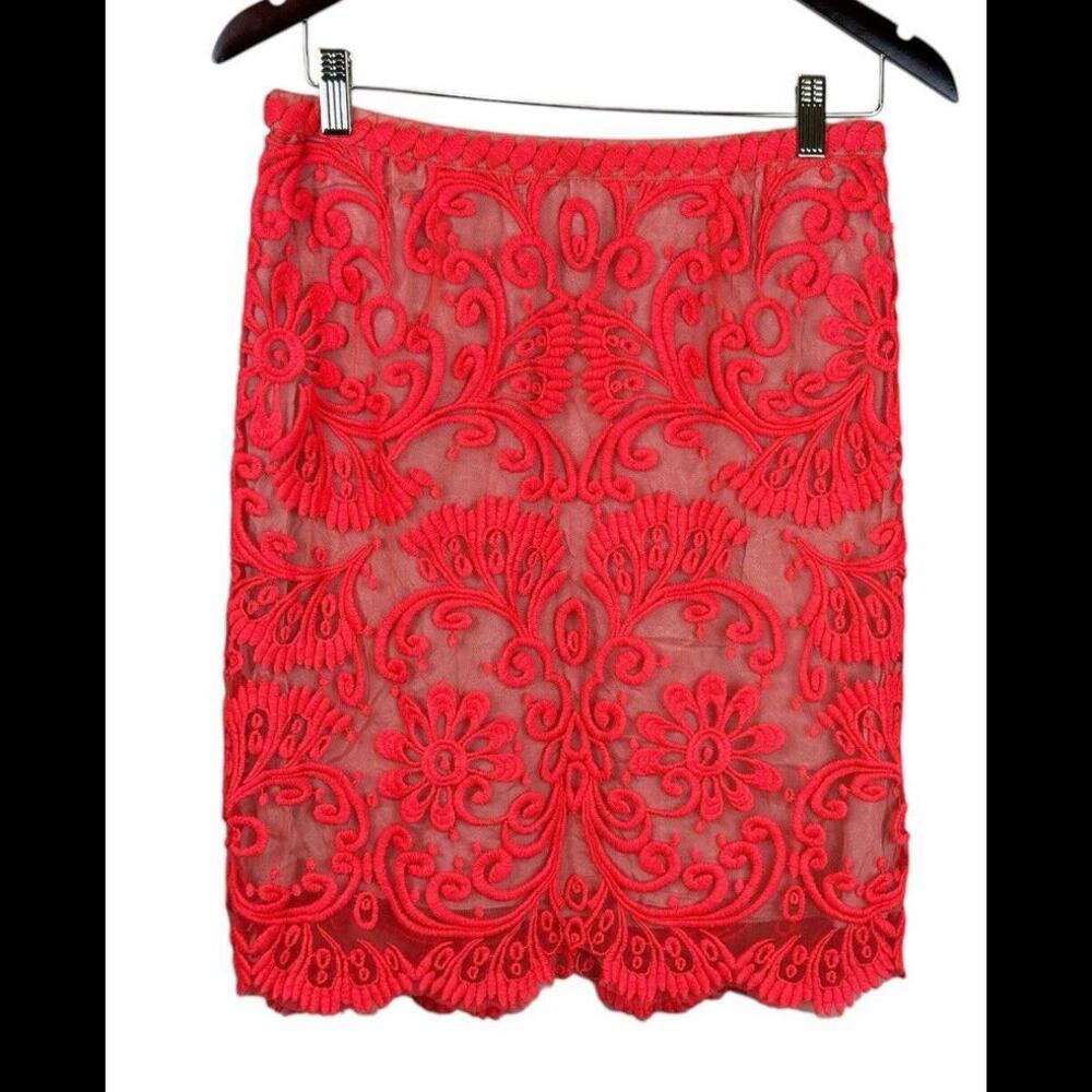 Baraschi‎ Anthropologie Women Orange Casual Skirt 4 EUC Lined